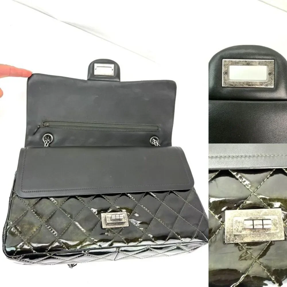 Chanel 2.55 Reissue Double Flap  Iridescent Dark Green Patent Leather Shoulder